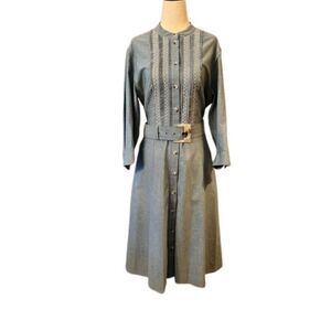 NWOT Lafayette 148 Embroidered‎ Cotton Chambray Midi Shirtdress Shirt Dress 10